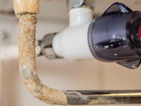 Hard water damage on pipes